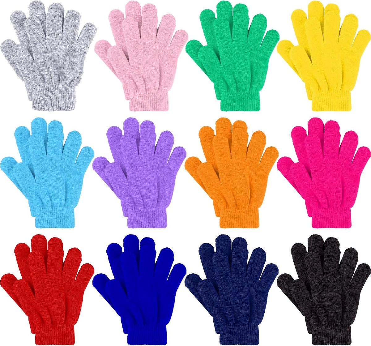 Glooarm 12 Pairs Kids Gloves Winter Toddler Full Finger Knit Gloves Bulk