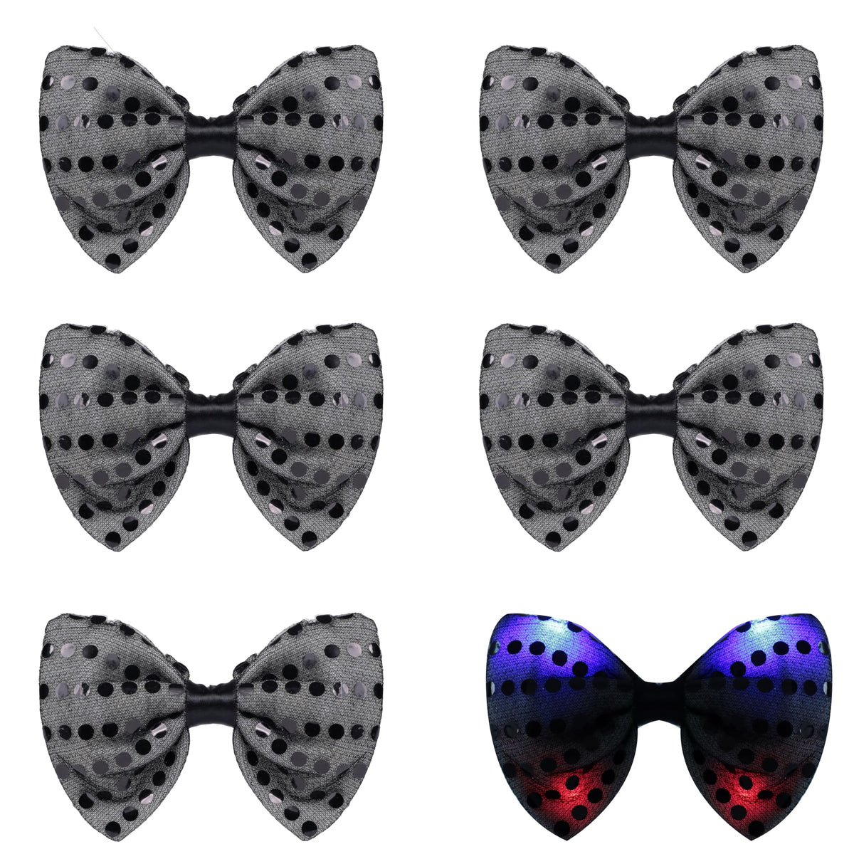 LED Sequin Necktie Electric Bright Light Up Men's Bow Ties Women Kids Flashing Bowties Glow Party Rave Festival School