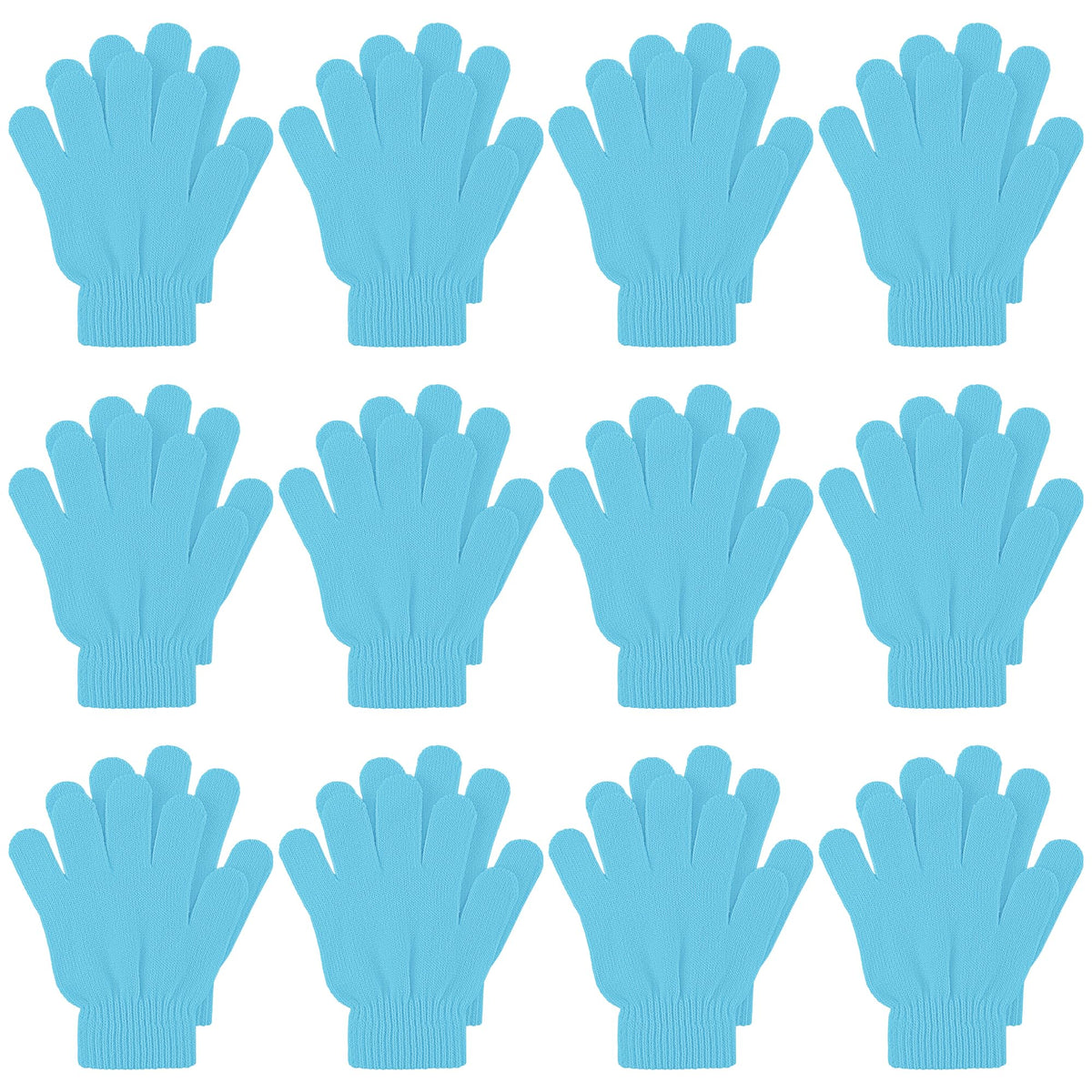 Cooraby 12 Pairs Kid's Winter Magic Gloves Children Stretchy Warm Magic Gloves Boys or Girls Knit Gloves for 6-12 Years
