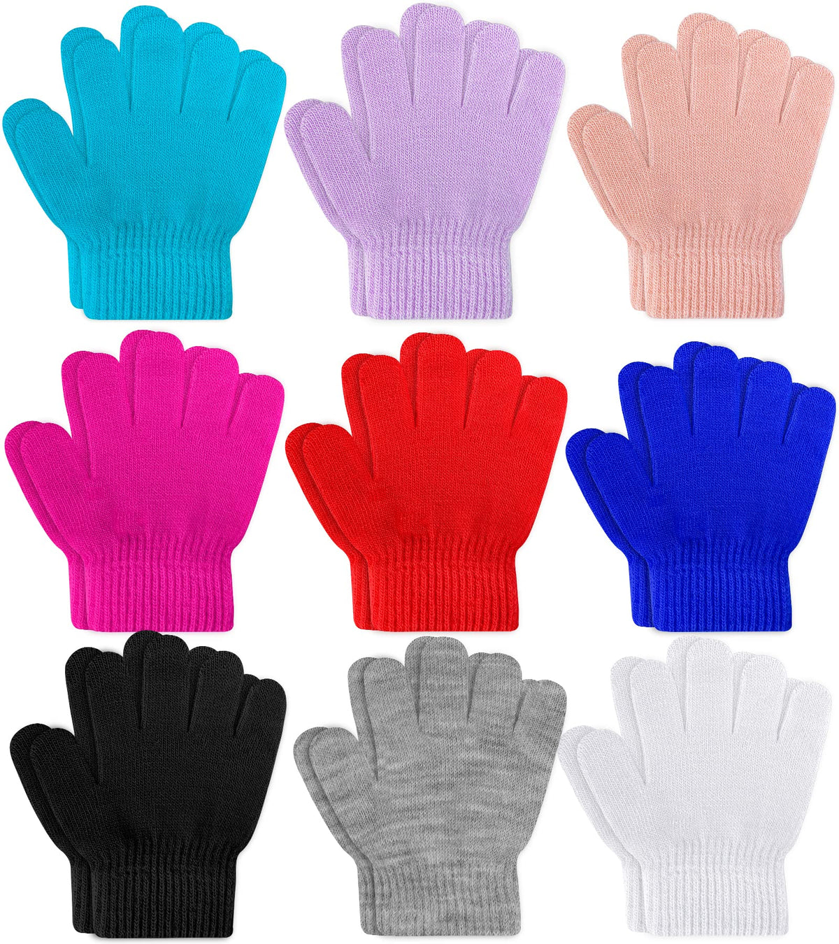 ONESING 3-24 Pairs Winter Knit Gloves for Kids - White Finger Gloves for Boys and Girls