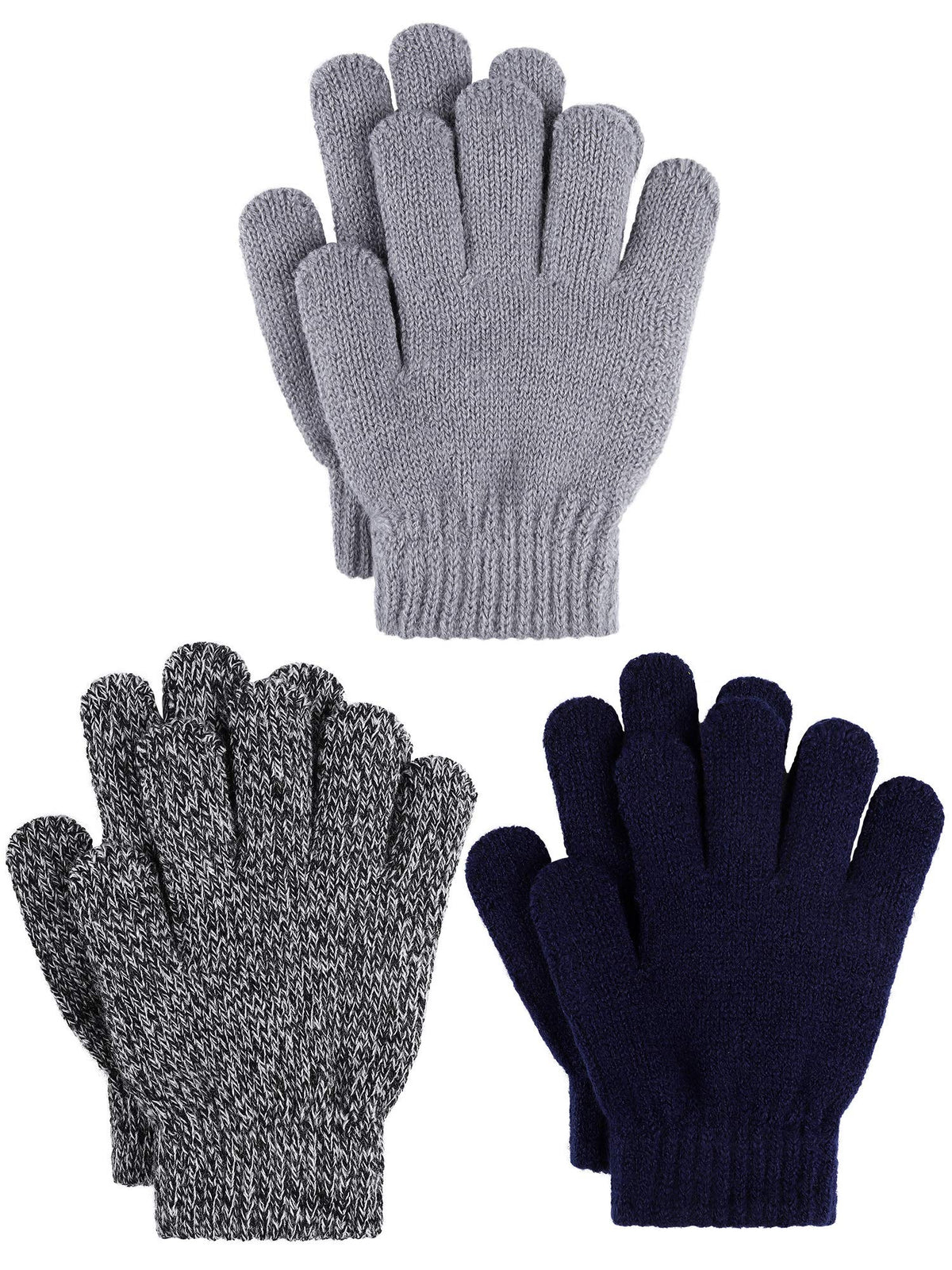 Cooraby 3 Pairs Kids Winter Gloves Thick Warm Toddler Gloves for Boys Girls