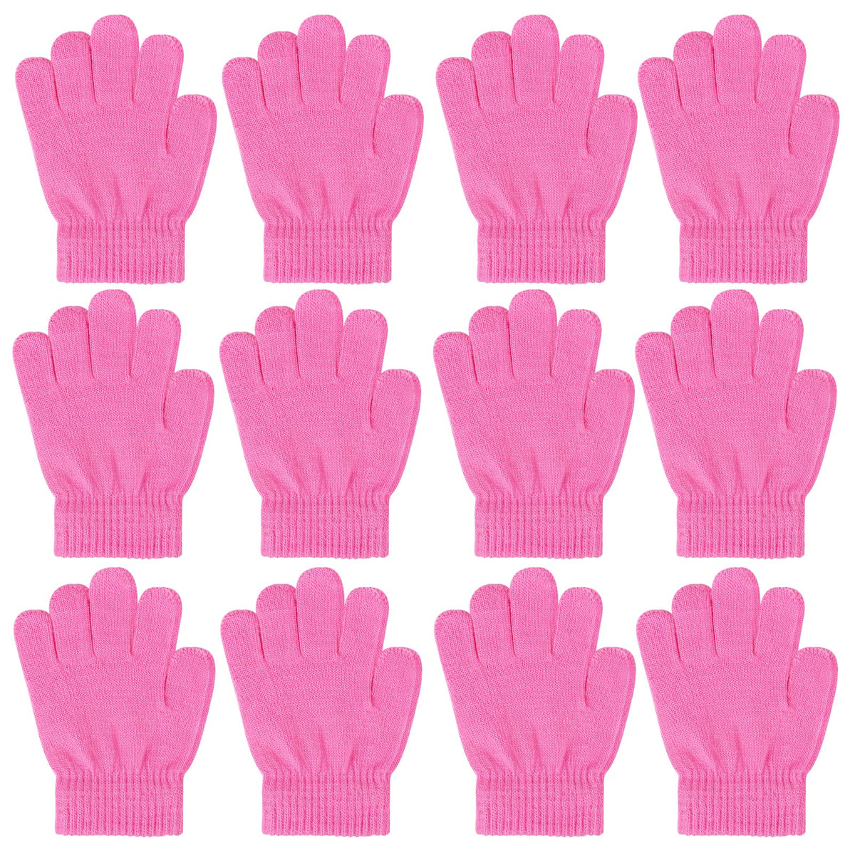 ONESING 3-24 Pairs Winter Knit Gloves for Kids - White Finger Gloves for Boys and Girls