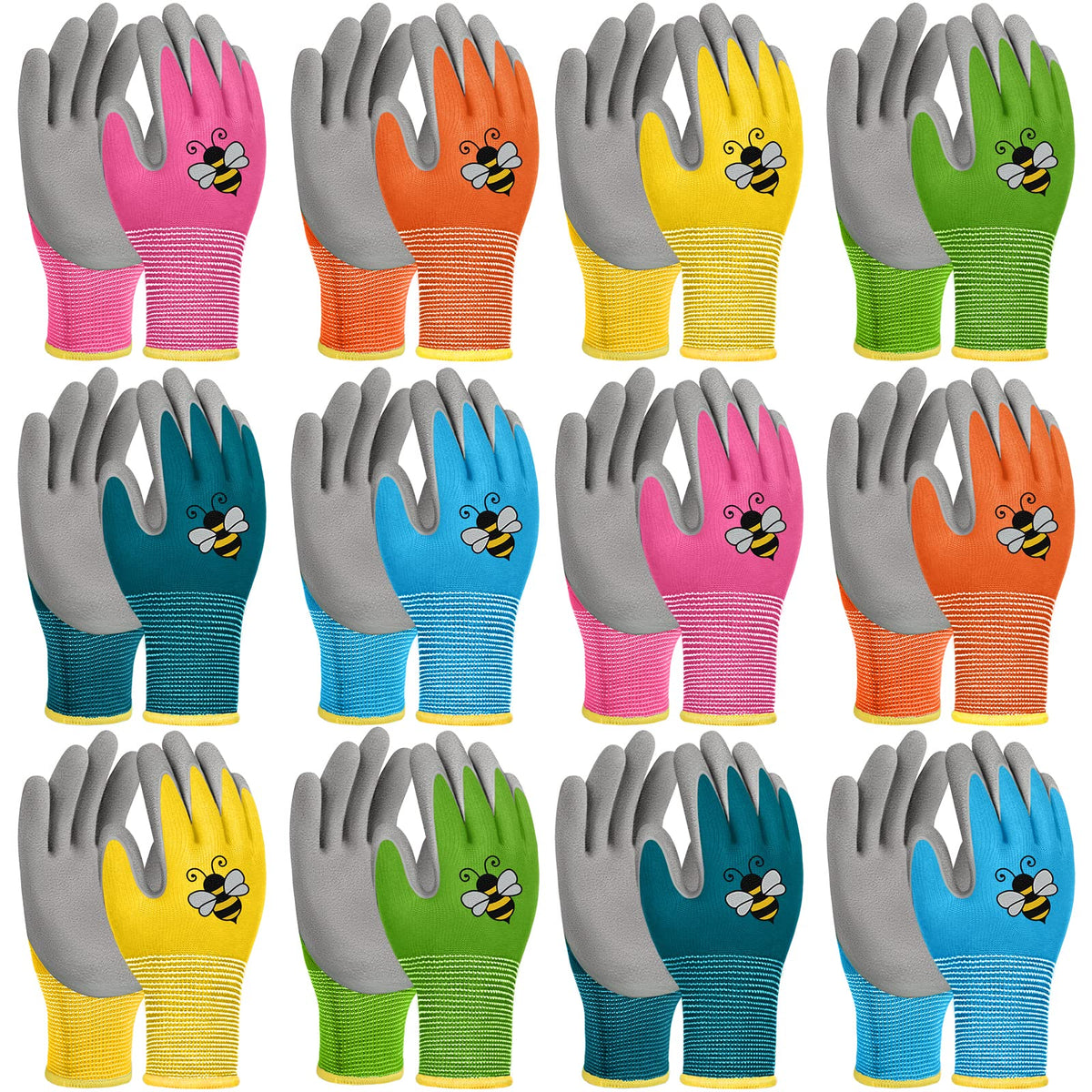 12 Pairs Kids Gardening Work Gloves (Small (Age 3-5))