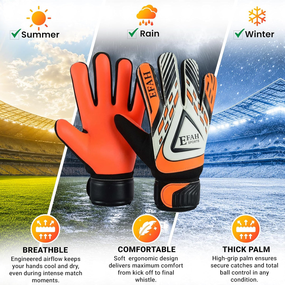 Soccer Goalie Goalkeeper Gloves for Kids Boys Youth with Grips