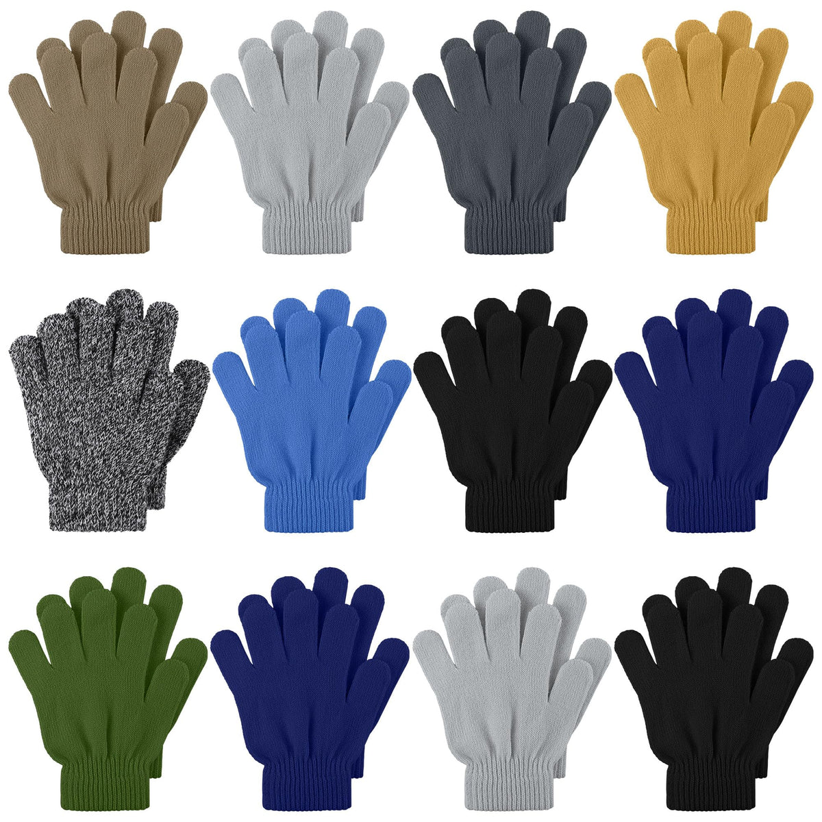 Cooraby 12 Pairs Kid's Winter Magic Gloves Children Stretchy Warm Magic Gloves Boys or Girls Knit Gloves for 6-12 Years