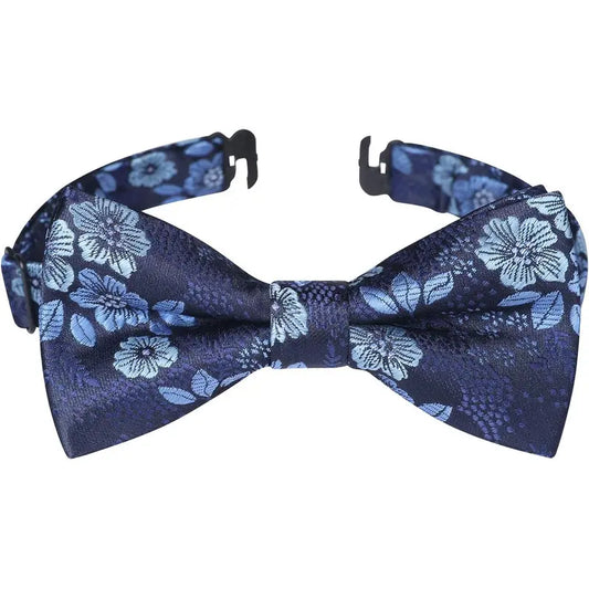 Toddler Boys Bow Tie Pre Tied Adjustable Clip-On Paisley, Blue Fun Patterned Bowties for Kids Wedding & Party