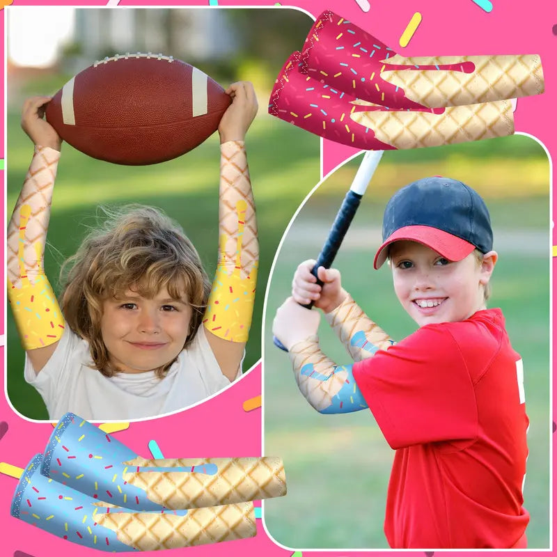 12 Pairs Kids Compression Arm Sleeves – UV Protection, Breathable & Cooling for Baseball, Football, Youth Sports