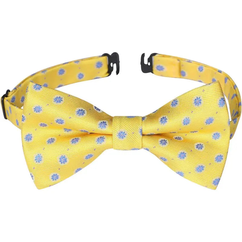 Toddler Boys Bow Tie Pre Tied Adjustable Clip-On Paisley, Blue Fun Patterned Bowties for Kids Wedding & Party