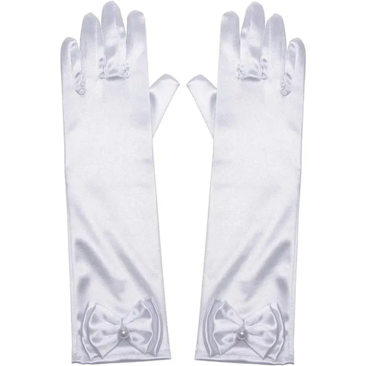 P-HBL03      Little Girls Princess Gloves(Solid Color Long Elbow Length) For Birthday,Wedding,Holiday,Costume Party
