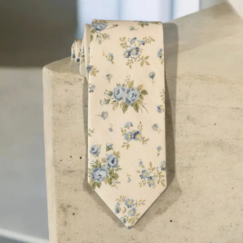 Chic Blue Floral Tie- Mens Necktie