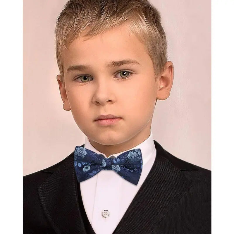 Toddler Boys Bow Tie Pre Tied Adjustable Clip-On Paisley, Blue Fun Patterned Bowties for Kids Wedding & Party