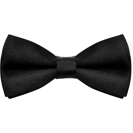 Kids' Black Bow Pre-tied Polyester Satin Bowtie - Double-Layer Unisex Neckwear with Adjustable Strap for Boys, Weddings, Christmas, Birthday, Sports, Graphic Casual Daily Use